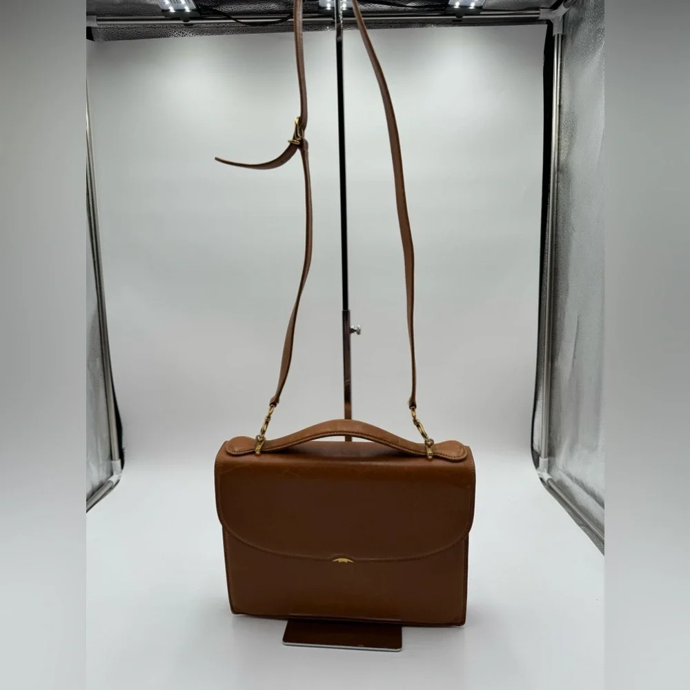 Gucci-Authentic-Vintage All Leather 2 Way Handbag Camel - Picture 4 of 13